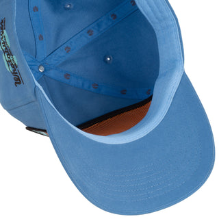 Blue cap with a brown interior on a white background