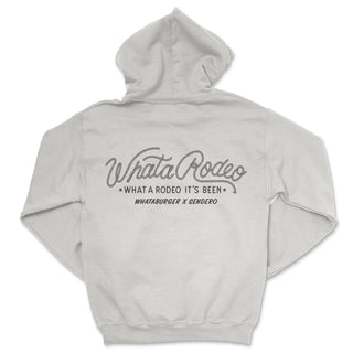 Hoodie with text on the back on a white background