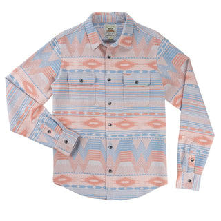 Patterned shirt with a Western design on a white background