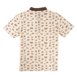 Beige shirt with small black pattern on a white background