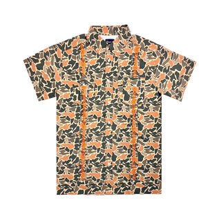 Short-sleeve shirt with a camouflage pattern on a white background