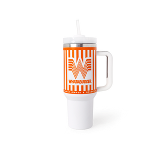 View front of Whataburger 40oz Striped Tumbler