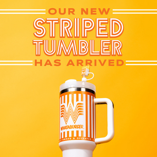 View Whataburger 40oz Striped Tumbler with Straw Topper. Reads our new striped tumbler has arrived. 