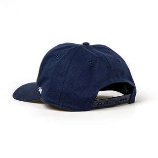 View side of navy wave hitch hat