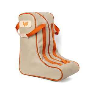 View side of Whataburger Jon Hart Orange/Tan Boot Bag