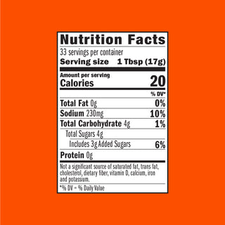 Nutrition facts label on an orange background