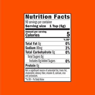 Nutrition facts label on an orange background