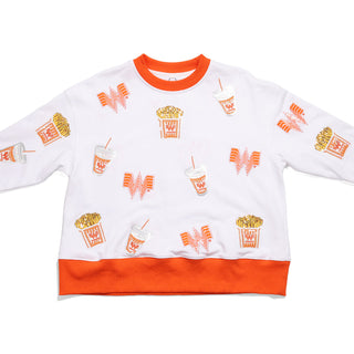 Brianna Cannon Whataburger Meal sequin sweatshirt on white background