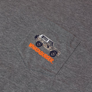 Close-up view on-white photo of Burlebo x Whataburger Bronco Tee Pocket Graphic