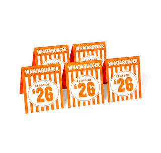 5-pack of Whataburger 'Class of '26' table tents on a white background