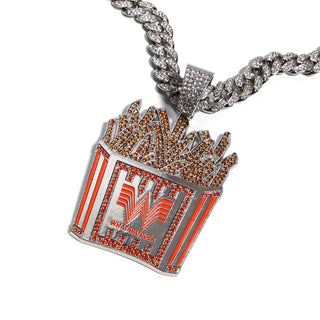 Pendant with 'Whataburger' logo and fries design on a white background