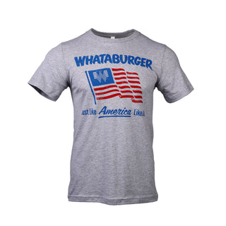 On-White Photo of Grey USA Whataburger Tee