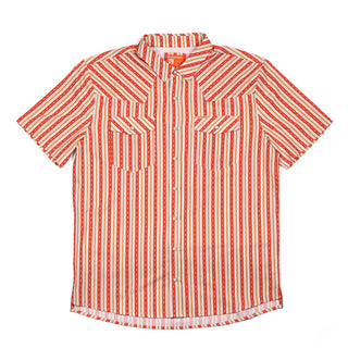Orange and white striped shirt on a white background