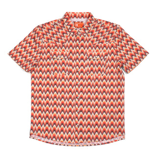 Short-sleeve shirt with a zigzag pattern on a white background