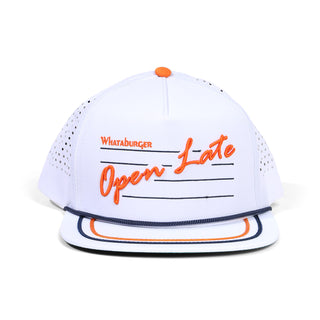 On-White Photo of White Open Late Staunch Collection Hat