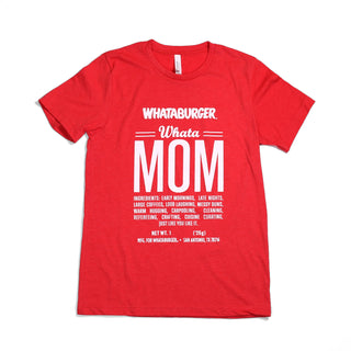 On-White Photo of Red WhataMom Ingredient Tee