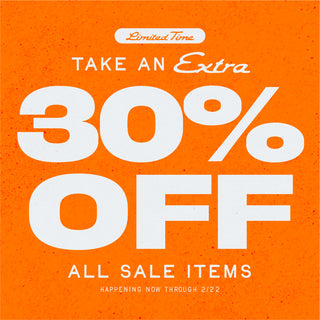 Promotional banner with 30% off discount on an orange background