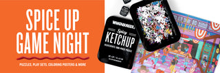 Promotional banner for game night with Whataburger spicy ketchup-themed puzzle.