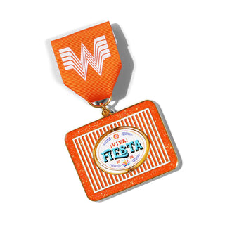 2026 Whataburger Fiesta Medal of orange and white striped Whataburger tray on white background