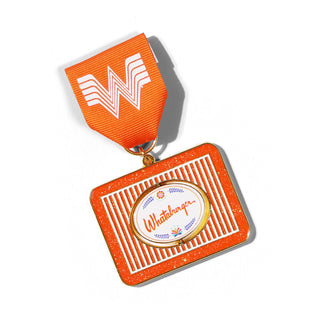 2026 Whataburger Fiesta Medal of orange and white striped Whataburger tray on white background