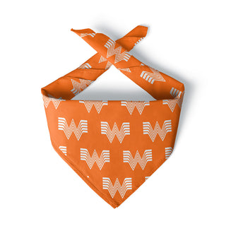 Orange Dog Bandana with White Flying W logo pattern on white background