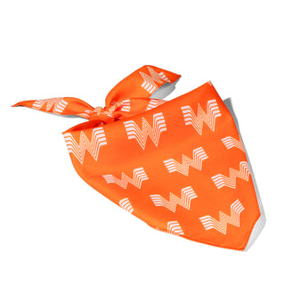 Orange Dog Bandana with White Flying W logo pattern on white background