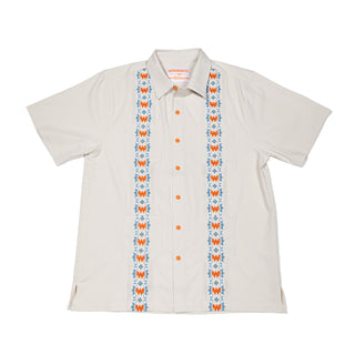 Light Floral Guayabera on white background on white background