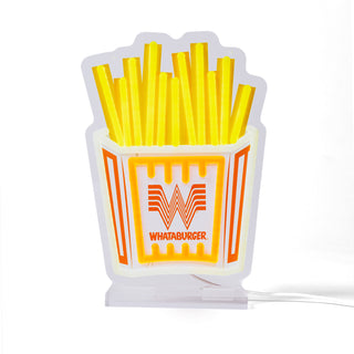 French Fry Tabletop LED Sign on White Background