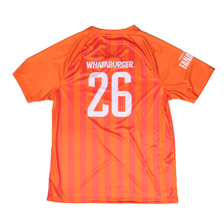 Orange soccer jersey with 'Whataburger' and number '26' on a white background