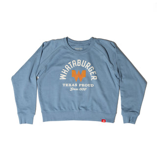 Sportiqe Dusty Blue Crewneck on white background