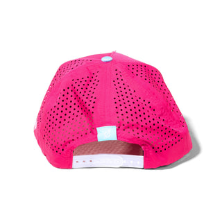 Back of Pink Neon Sign Staunch Collection Hat on white background