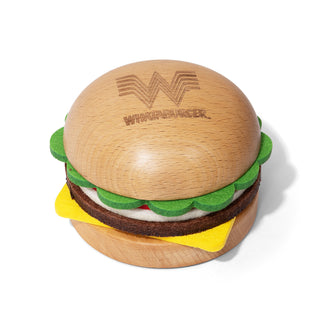 Wooden Burger Coaster on white background