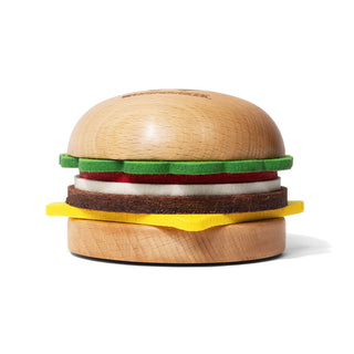 Wooden Burger Coaster on white background